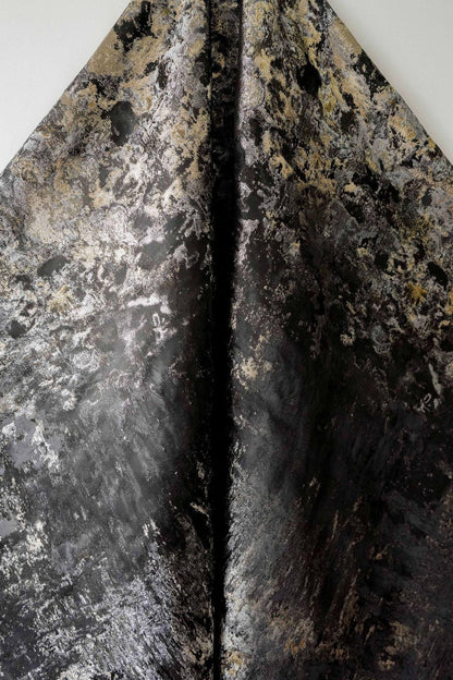 Gold Foil Jacquard Fabric: Vintage Metallic Woven Textile (63"W, By The Meter)
