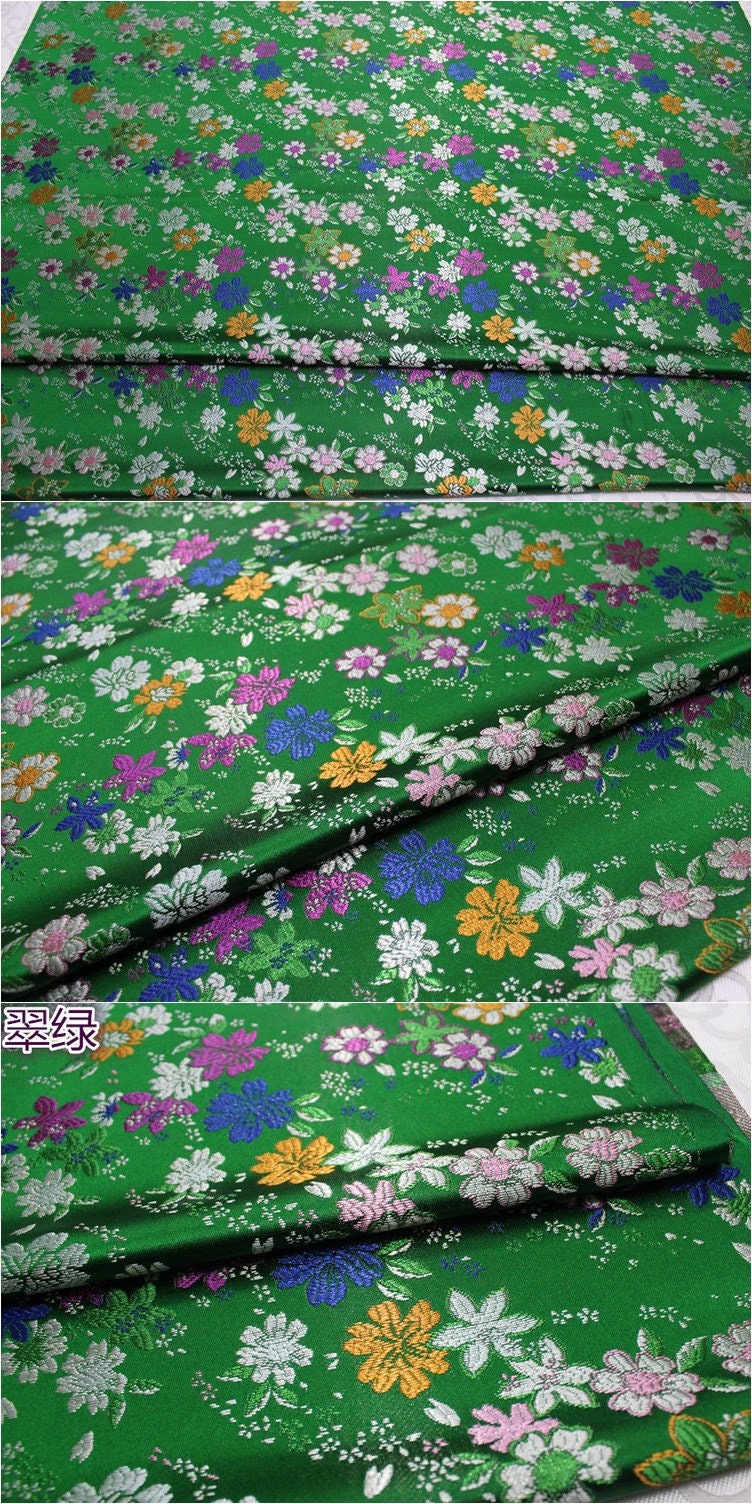 Cherry Blossom Jacquard Brocade Fabric: Japanese Silk Rayon Blend