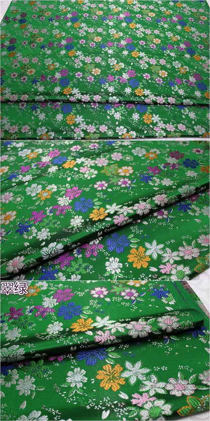 Cherry Blossom Jacquard Brocade Fabric: Japanese Silk Rayon Blend