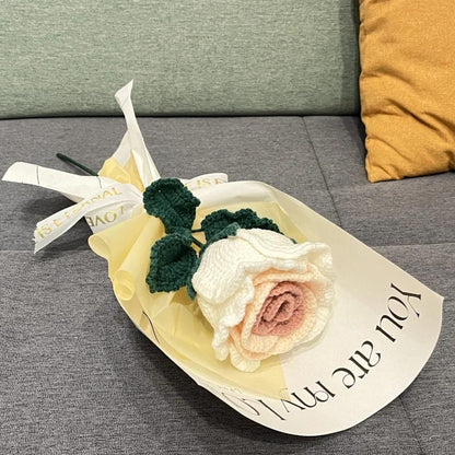 Kit de bouquet de roses au crochet à faire soi-même : kit de matériel pour la confection de fleurs tissées à la main
