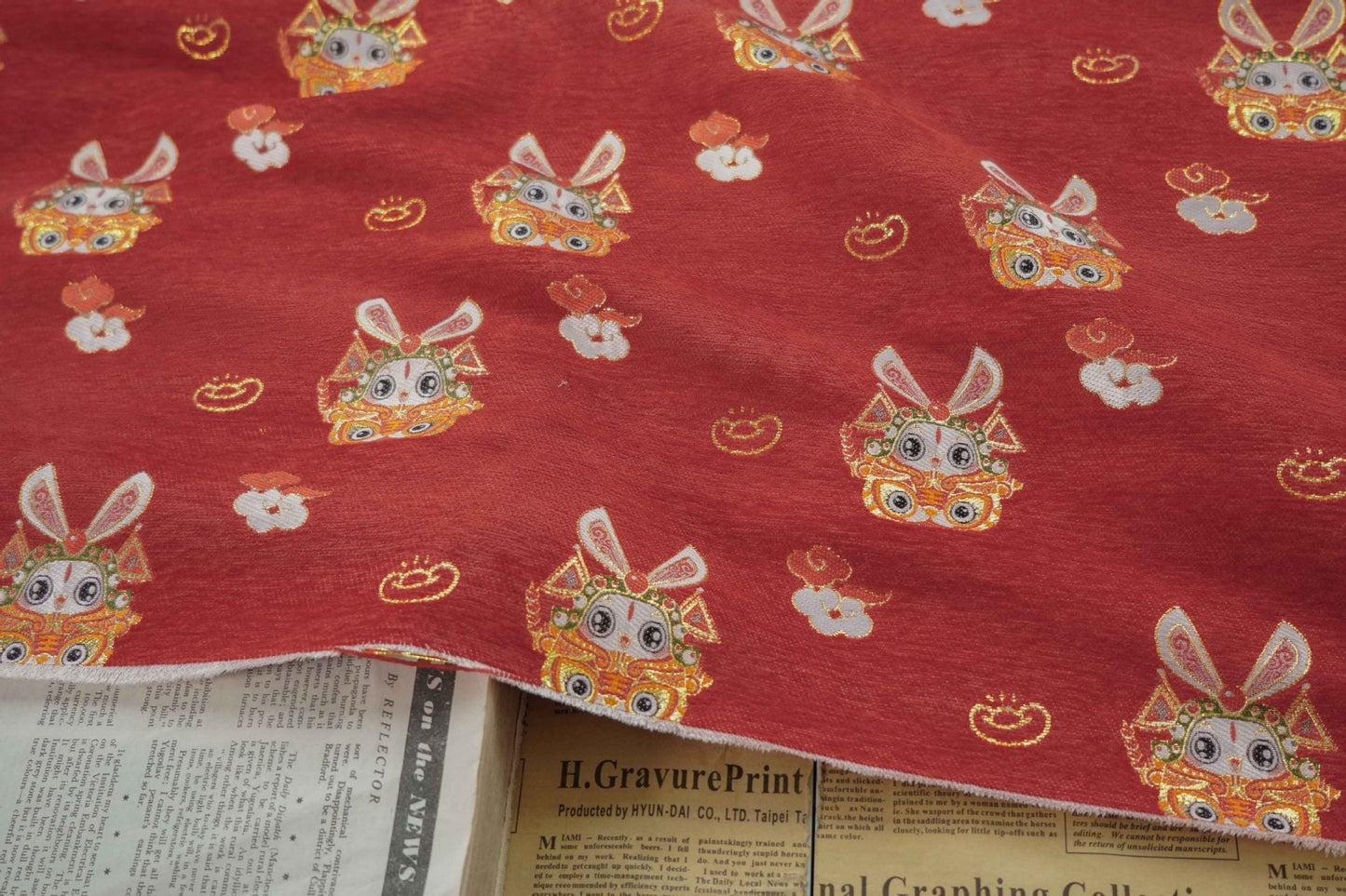 Lord Rabbit Jacquard Fabric: 59"W Chinese Chenille Tapestry