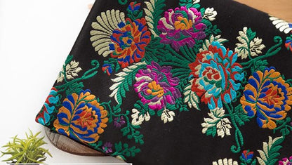 Floral Silk Brocade Fabric: 29.5" Wide, Upholstery & Sewing - By The Meter