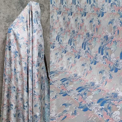 Tissu Jacquard Chat Navigateur – Motif tissé or métallisé, Couture & Maison