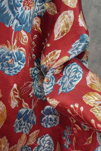 Gold Thread Jacquard Fabric: Rich Peony 3D Upholstery & Costume Fabric