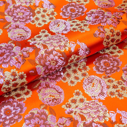 Begonia Flower Silk Brocade Fabric: 45" Wide, Costume & Decor