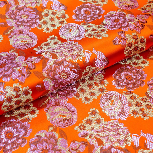 Begonia Flower Silk Brocade Fabric: 45" Wide, Costume & Decor