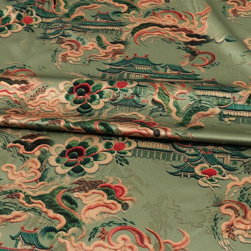 Tissu jacquard satiné : 150 cm de large, imprimé numérique en soie shantung – Ameublement, costumes, décoration