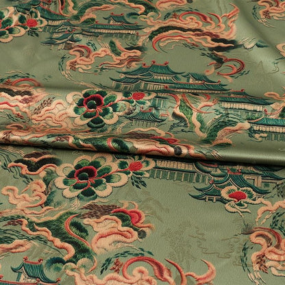 Tissu jacquard satiné : 150 cm de large, imprimé numérique en soie shantung – Ameublement, costumes, décoration
