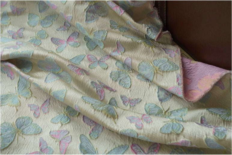 Butterfly Jacquard Fabric: 3D Texture Upholstery, Costume, Decor - 63" W
