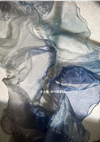 Two-Toned Ruffle Organza Fabric: 3D Folds, 20cm Wide