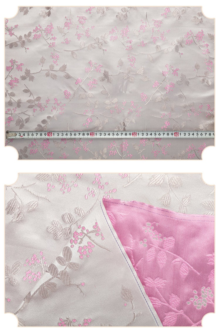 Tissu brocart à motifs floraux : mélange de soie et de rayonne de style chinois, 75 cm de large