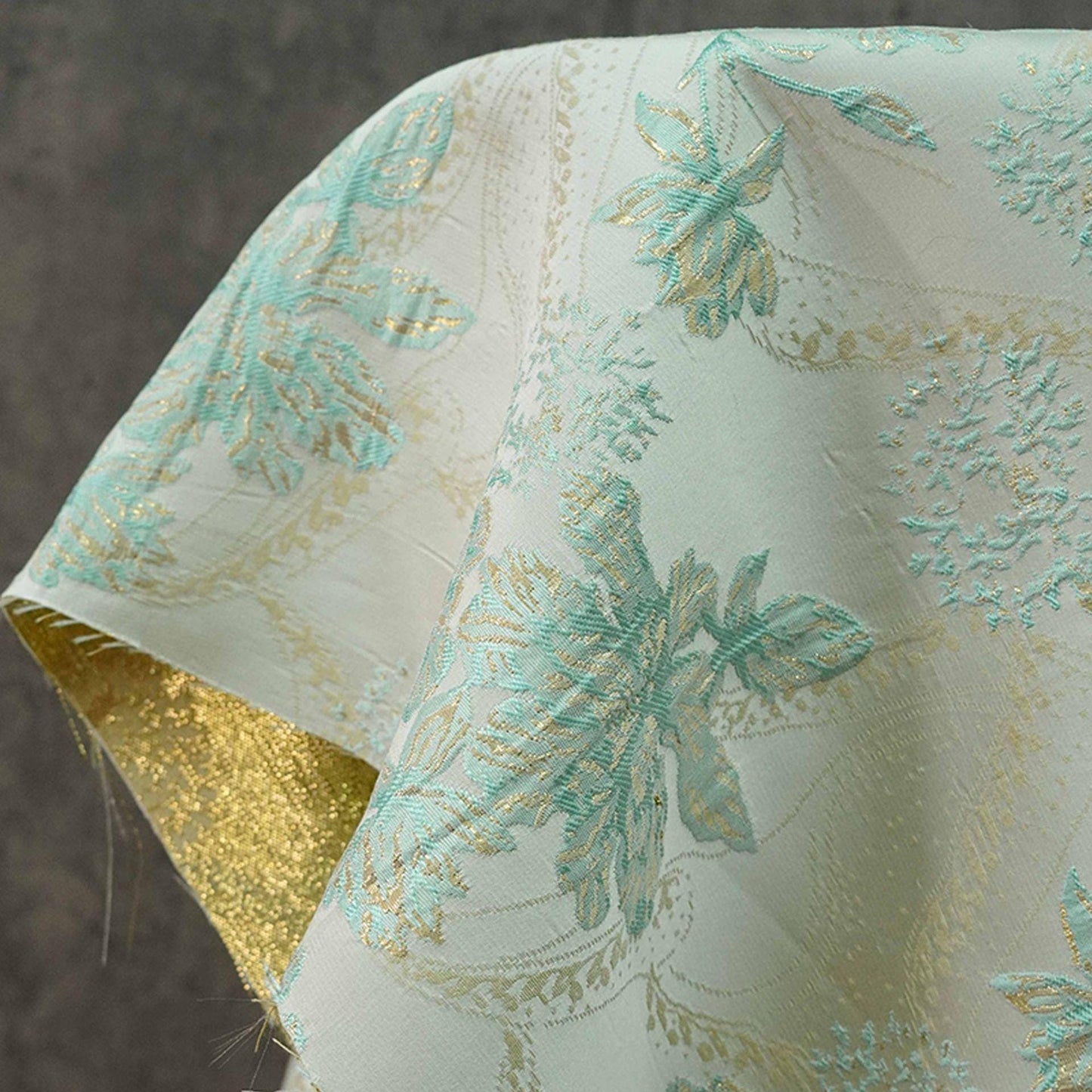 Metallic Brocade Fabric: 58"W Damask Jacquard with Gold Thread
