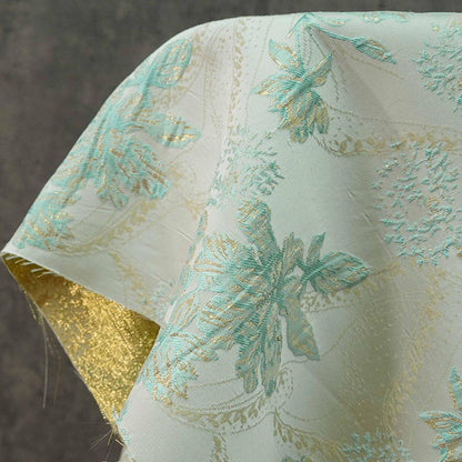 Metallic Brocade Fabric: 58"W Damask Jacquard with Gold Thread