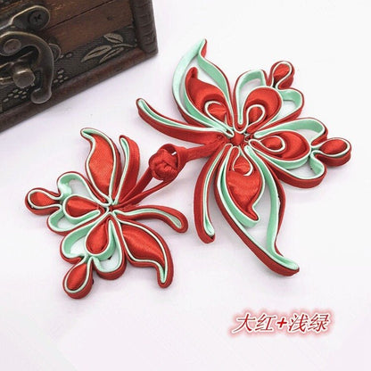 Satin Butterfly Cheongsam Buttons: Decorative Knot Fasteners (Pair) - Poppylollipop