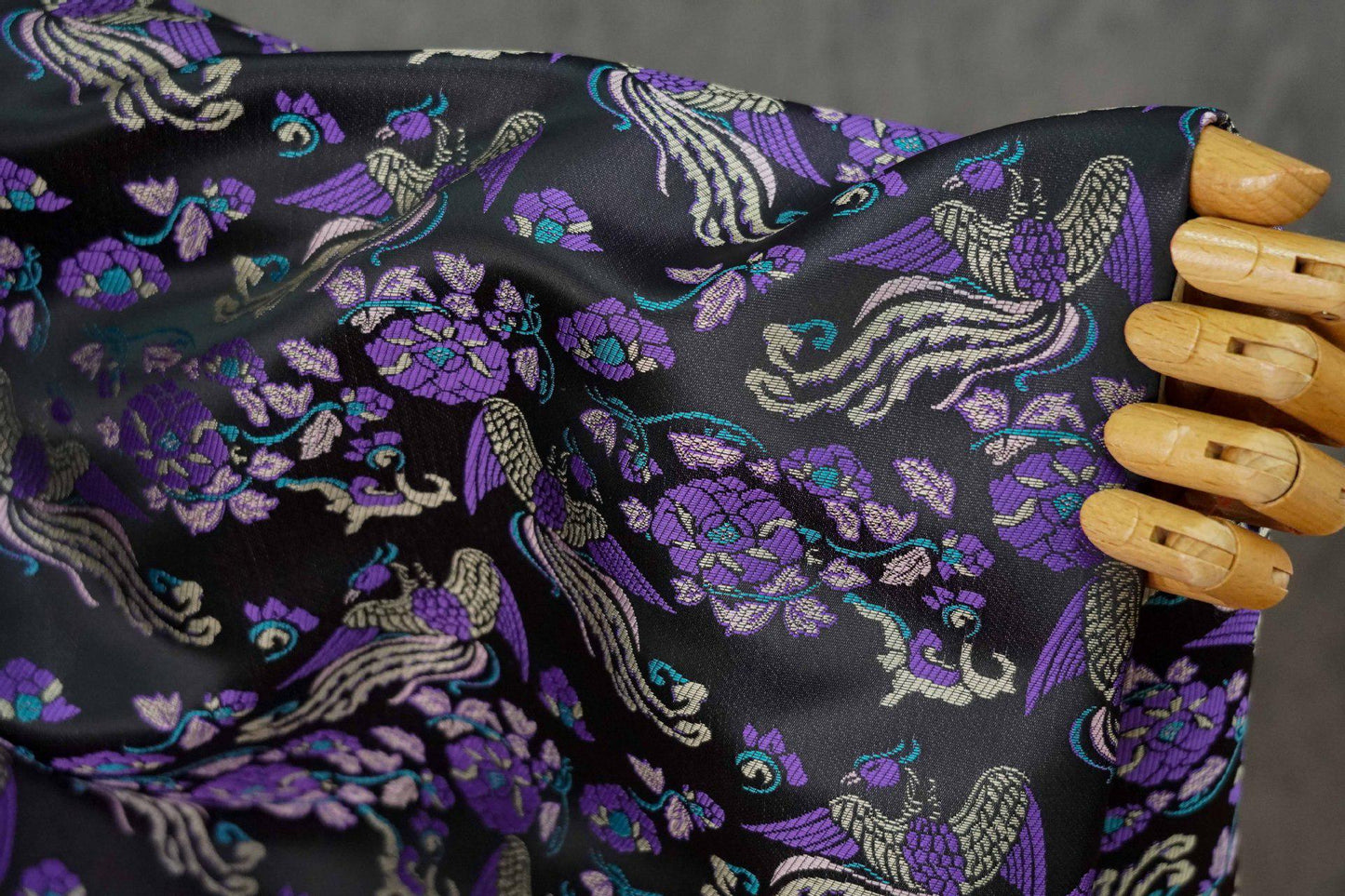 Tissu jacquard pivoine Phoenix Delight : style dynastie Song chinoise, 150 cm de large