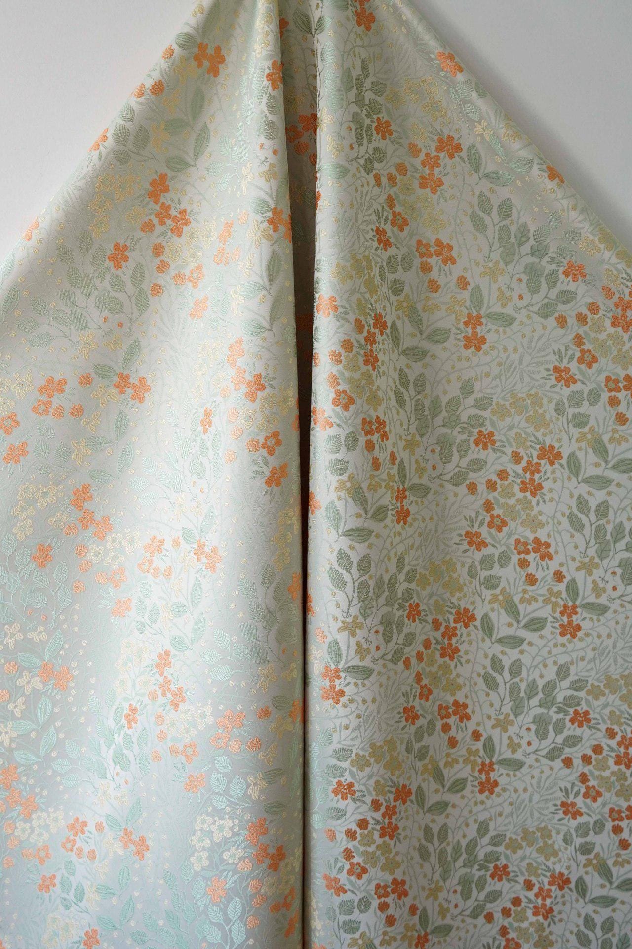 Tissu tissé à motifs floraux, coton japonais pour patchwork orange-jaune, 168 cm de large