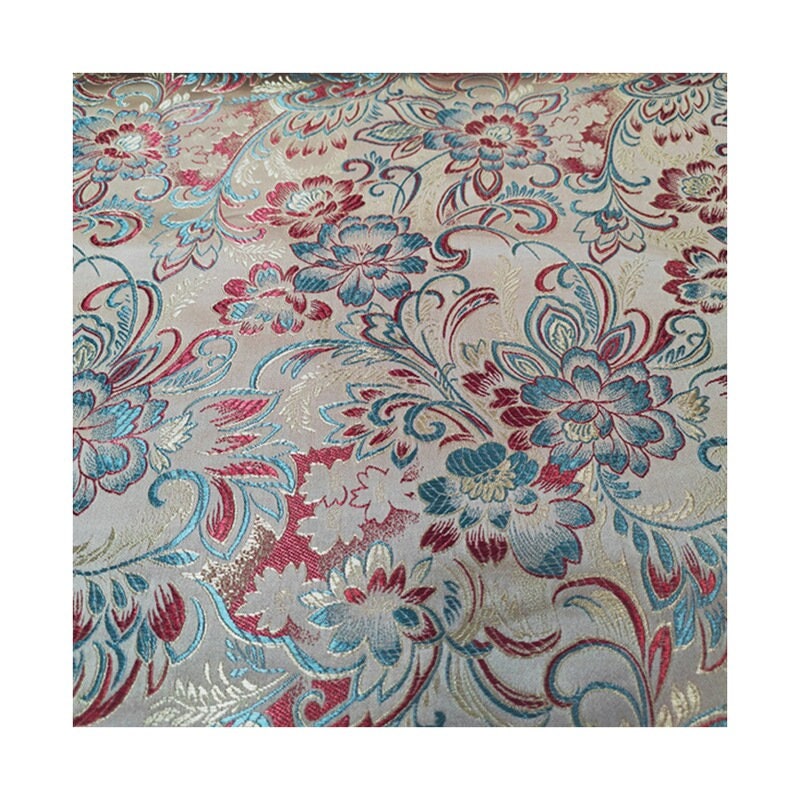Tissu brocart à fleurs de pivoine : tissu de couture en rayonne pour cheongsam de 45 pouces de large
