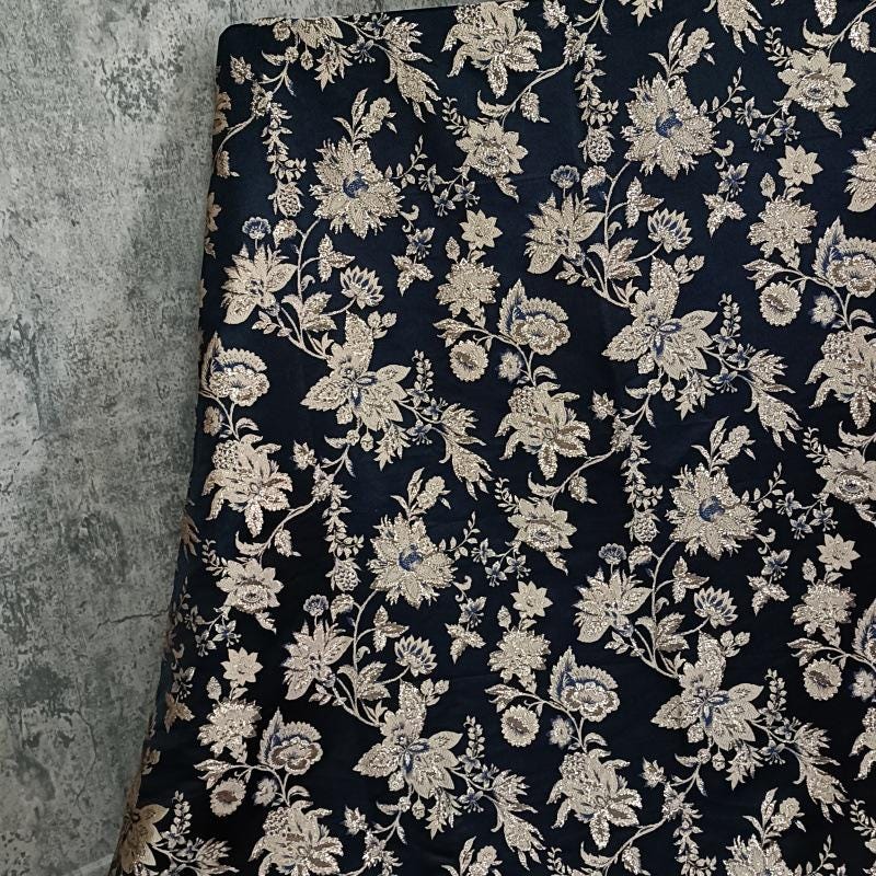 Retro Palace Jacquard Fabric: 55"W Damask Floral Upholstery Fabric