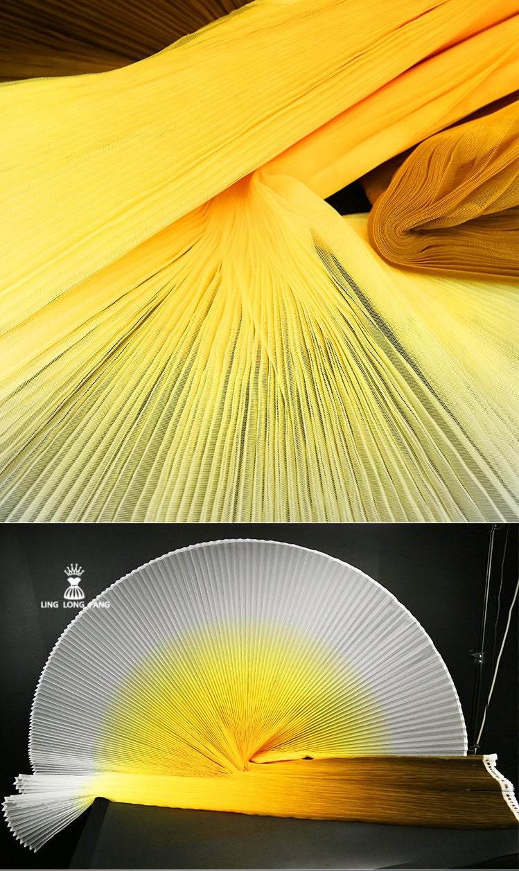 Gradient Pleated Organza Fabric: Stiff Texture, 63" Wide
