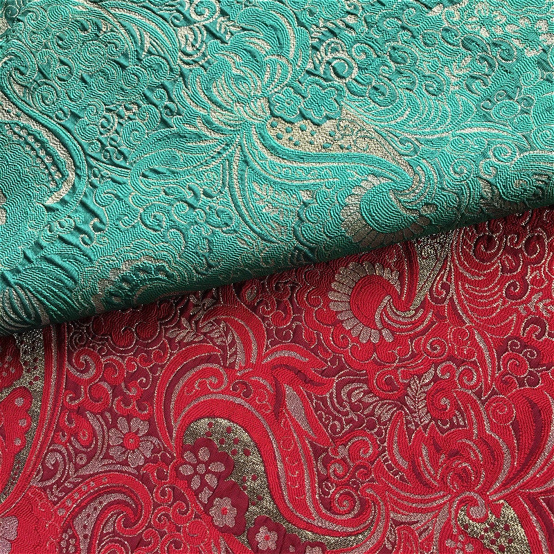Gold Brocade Fabric: Yarn-Dyed Jacquard, 57" Wide - By The Meter