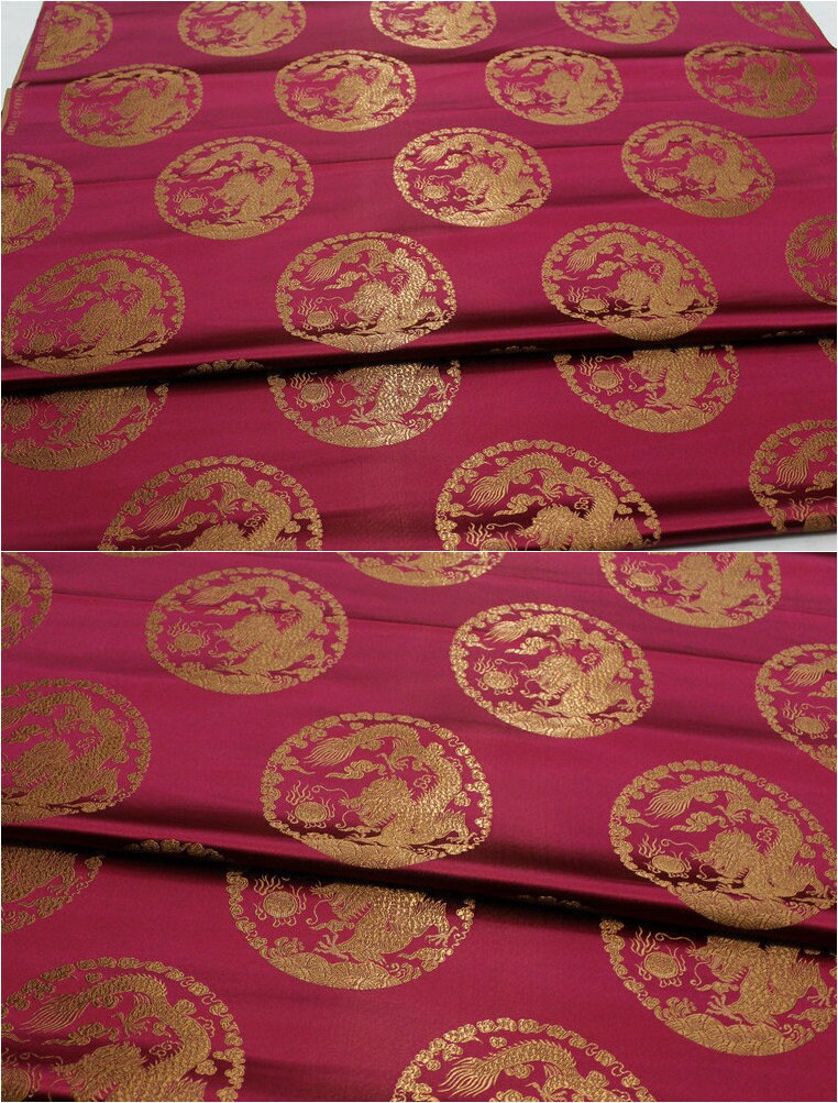 Dragon Brocade Fabric: Multicolor Silk Rayon Blend, Upholstery Sewing Material