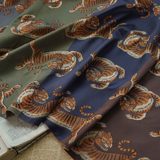 Tiger Jacquard Fabric: Cartoon Style Polyester Drapery, Upholstery - 59"W