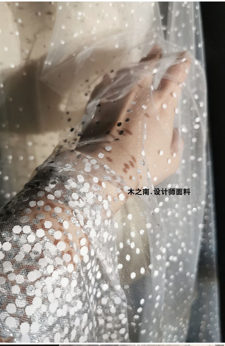 Glitter Dot Soft Mesh Fabric, 59"W, Veil, Costume, Sewing
