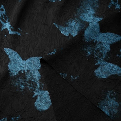 Blue Butterfly Tea Silk Satin Fabric: 58"W Rayon Blend