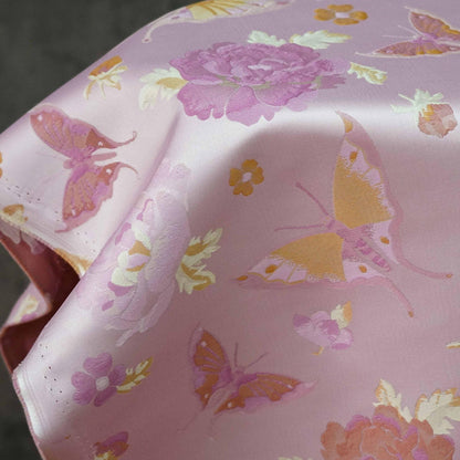 Butterfly Jacquard Fabric: Pink & Purple Designer Upholstery - 65"W