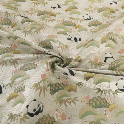 Panda Brocade Satin Fabric: 55" Wide Chinese Style Sewing