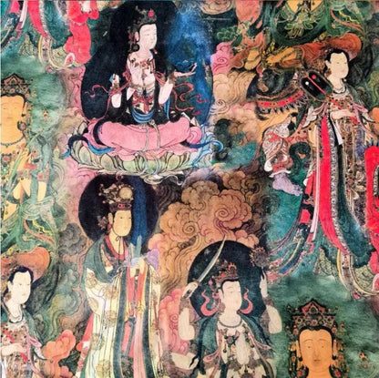 Dunhuang Fresco Fabric: Asian Vintage Style Cotton (43"W)