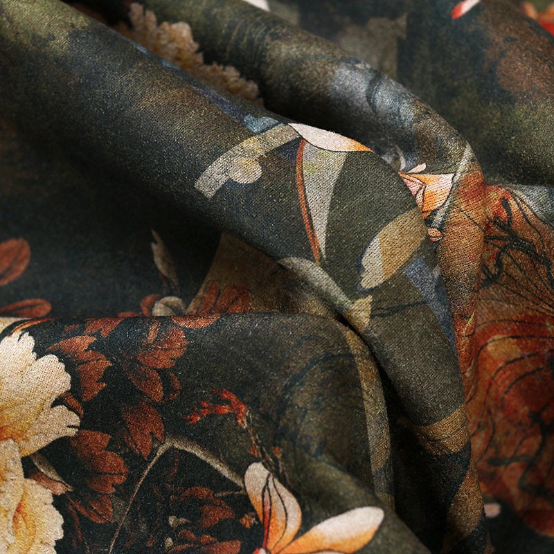 Floral Faux Suede Spandex Fabric: 59" Wide Upholstery, Apparel