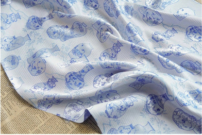 Floral Vase Jacquard Brocade Fabric: Traditional Chinese Style (65" Wide)