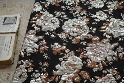 Gold Thread Floral Jacquard Fabric: 3D Texture Upholstery, 56"W