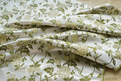Floral Brocade Fabric: Light Green Jacquard, Cheongsam Qipao, 65" Wide