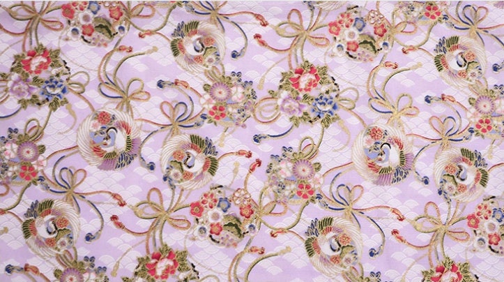 Japanese Crane Print Fabric: 100% Cotton Sewing Material