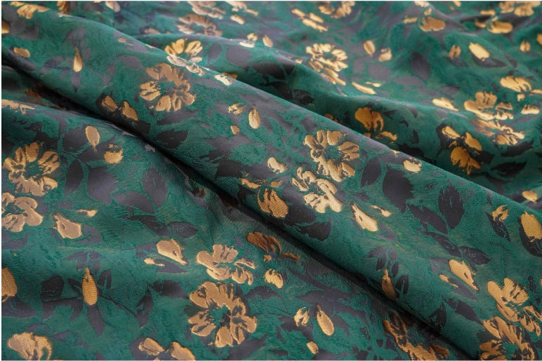 Victorian Floral Upholstery Fabric: 3D Rayon Polyester, 61" Wide