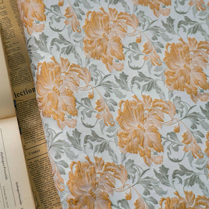 Tissu jacquard fleuri en relief : ameublement rétro, robe, rideau - 160 cm de large