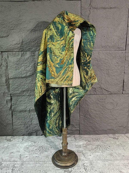 Gold Thread Jacquard Fabric: Green Mountain Upholstery, Costume, Decor (59" W)