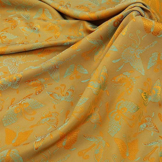 Butterfly Jacquard Satin Fabric: Two-Tone Digital Print, 59" Wide