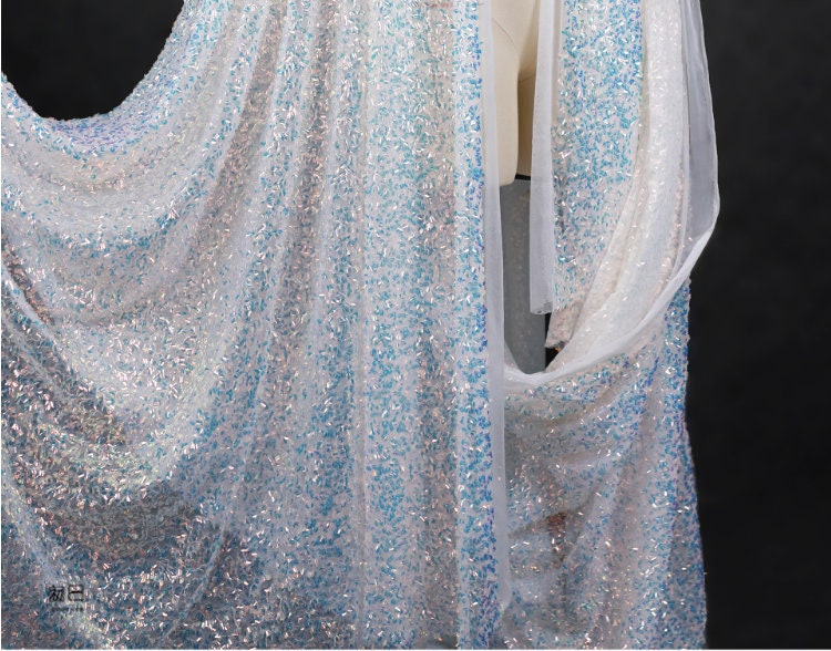 Hand-stitched Sequin Mesh Fabric, Symphony Glitter, Prom Dress, Doll Making