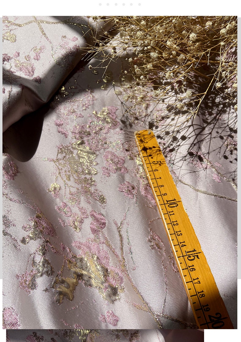 Plum Blossom Jacquard Fabric: Pink Cheongsam Qipao Material (By The Meter)