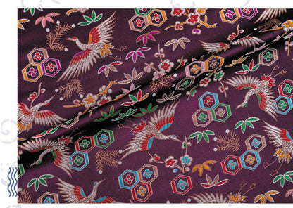 Gold Crane Embroidery Jacquard Fabric: Chinese New Year Damask (By The Meter)