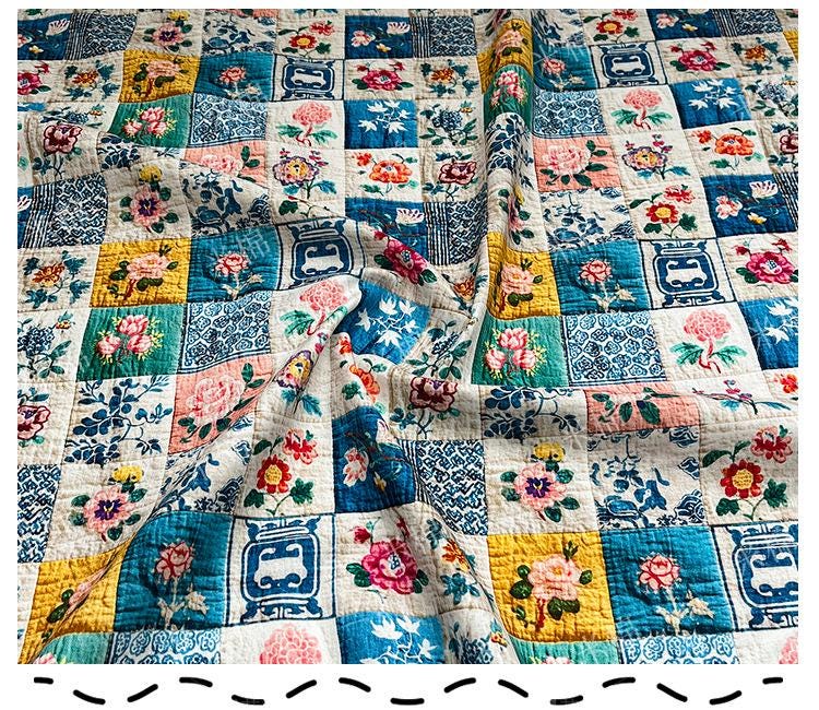 Floral Print Cotton Fabric: Quilting, Patchwork Material (55" Wide)