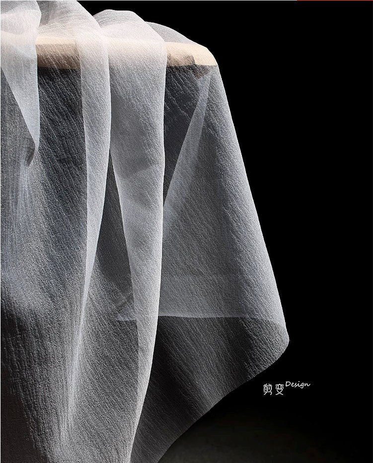 Tissu en maille blanche transparente, polyester doux au toucher, 150 cm de large, vendu au mètre