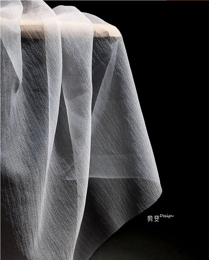 Tissu en maille blanche transparente, polyester doux au toucher, 150 cm de large, vendu au mètre