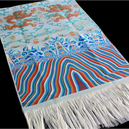 Five Dragon Tibetan Silk Brocade Fabric: Colorful Woven Ornaments
