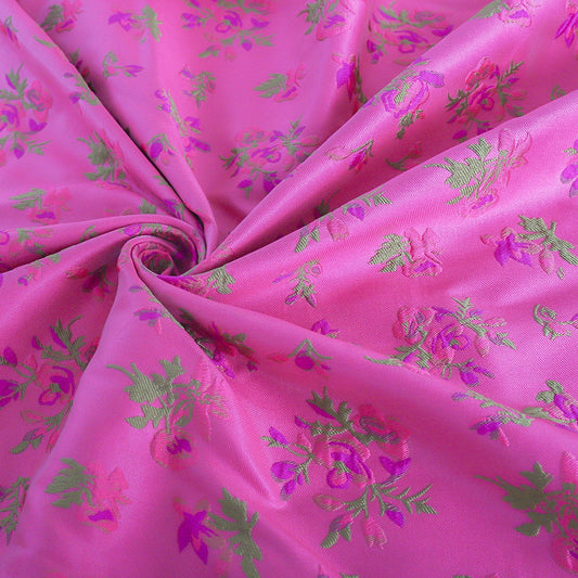 Rose Purple Floral Brocade Fabric: 59"W Rayon Sewing Material