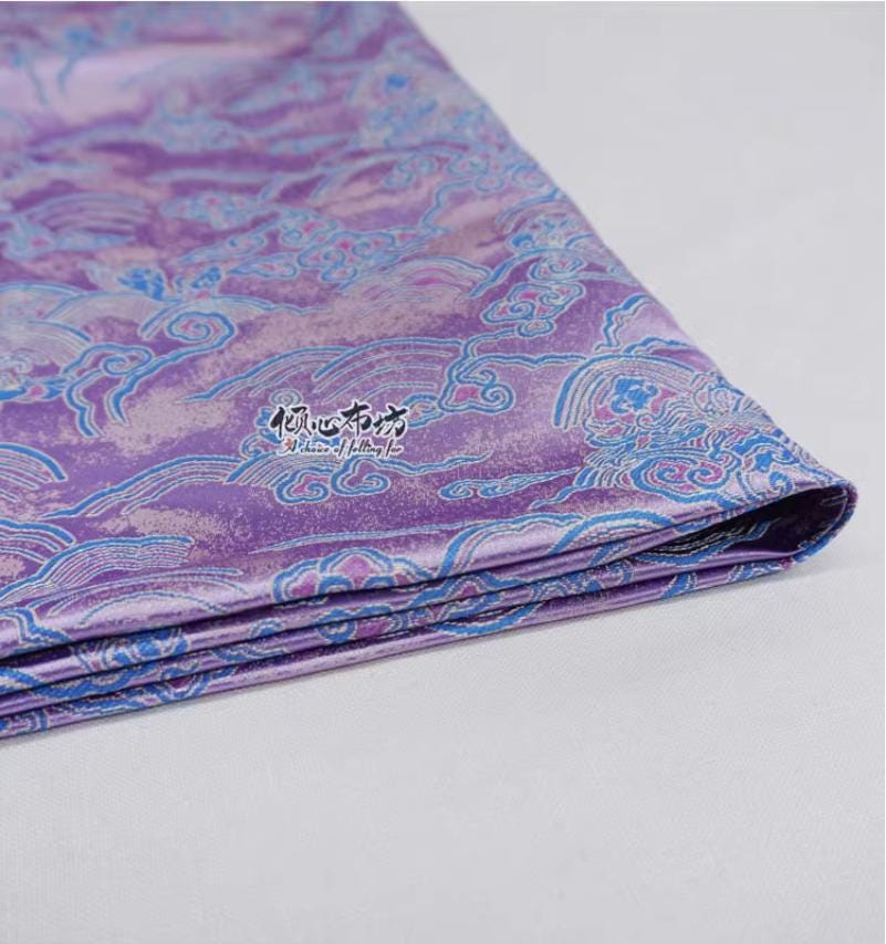 Lilac Rayon Brocade Fabric: Sea of Clouds & Waves (29.5"W)