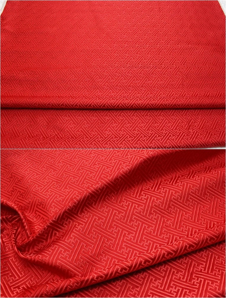 Chinese Brocade Fabric: Fret Pattern Silk Rayon Blend (29.5" Wide)